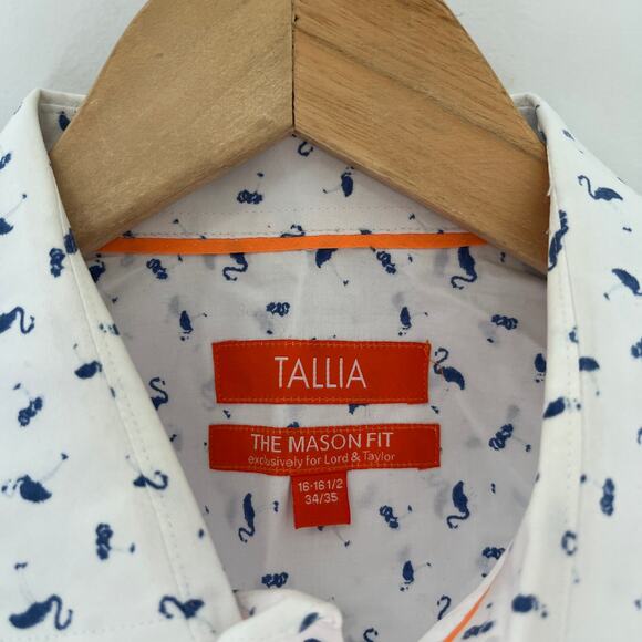 Tallia Lord & Taylor Men's Flamingo Print Button Up Mason Fit Top Size Large - Picture 2 of 4